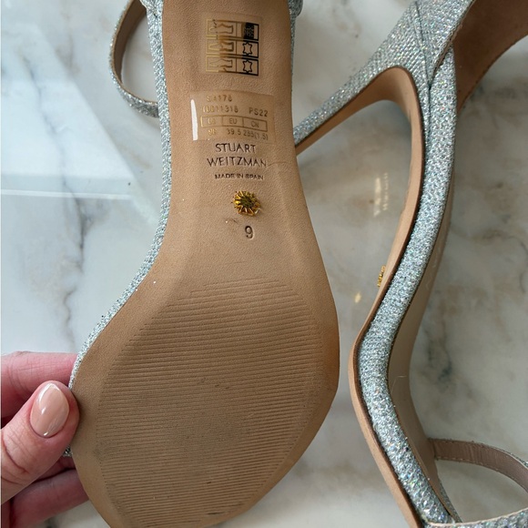 Stuart Weitzman Glittering Silver Heels - Picture 7 of 11